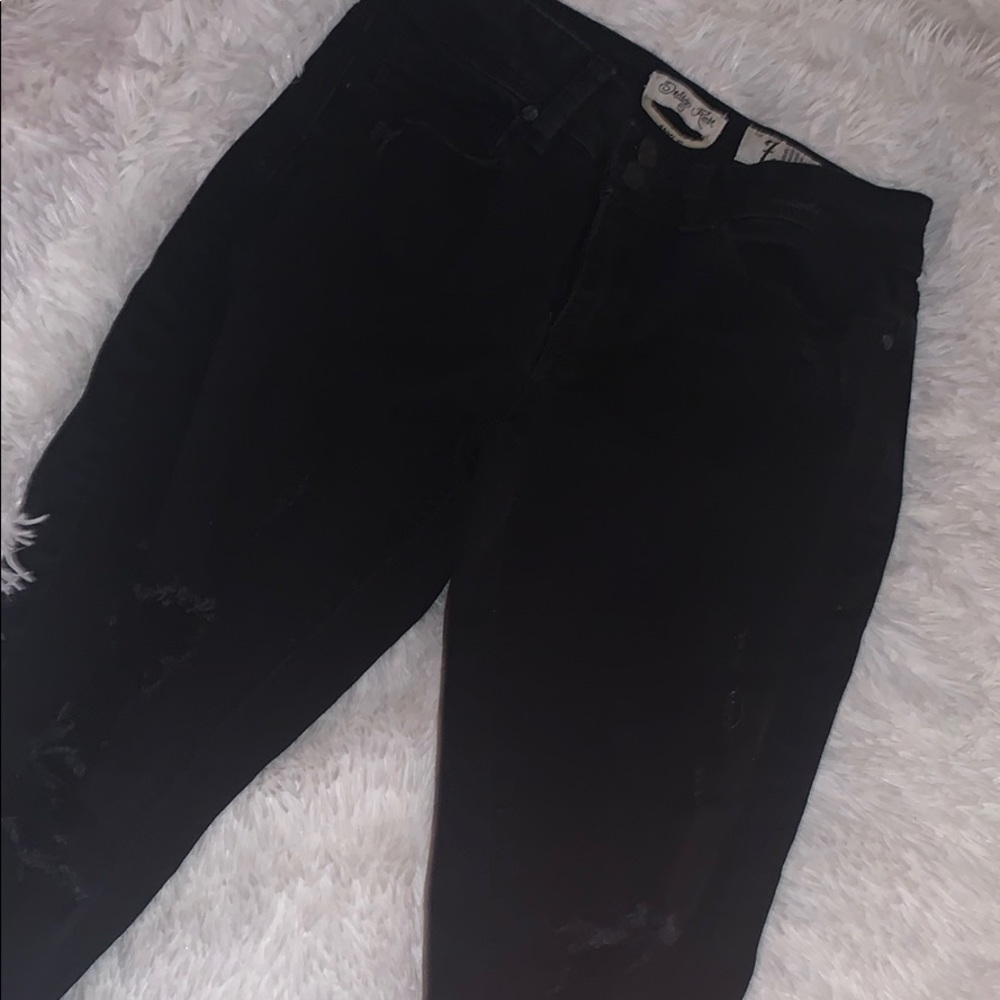 black high waisted ripped jeans